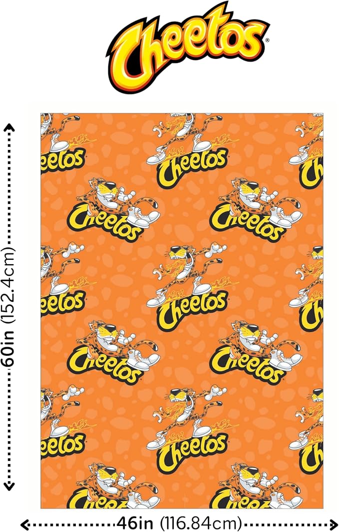 Cheetos Chester Cheetah Fluffy Throw 46 in x 60 in – Soft Plush Lightweight Blanket for Couch, Bed & Travel, (Officially Licensed Product) by Franco