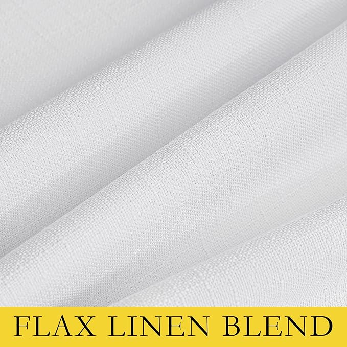 NICETOWN 100% Absolutely Blackout Linen Curtains with Thermal Insulated White Liner, White, 34 inches Wide, 60 inches Length Energy Saving Curtains for Cupboard 2 Panels Set, Vertical Blinds
