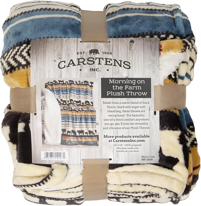 Carstens, Inc. Ultra Premium Super Soft Plush Sherpa Fleece Oversized Throw Blanket 54" x 68", Morning on the Farm