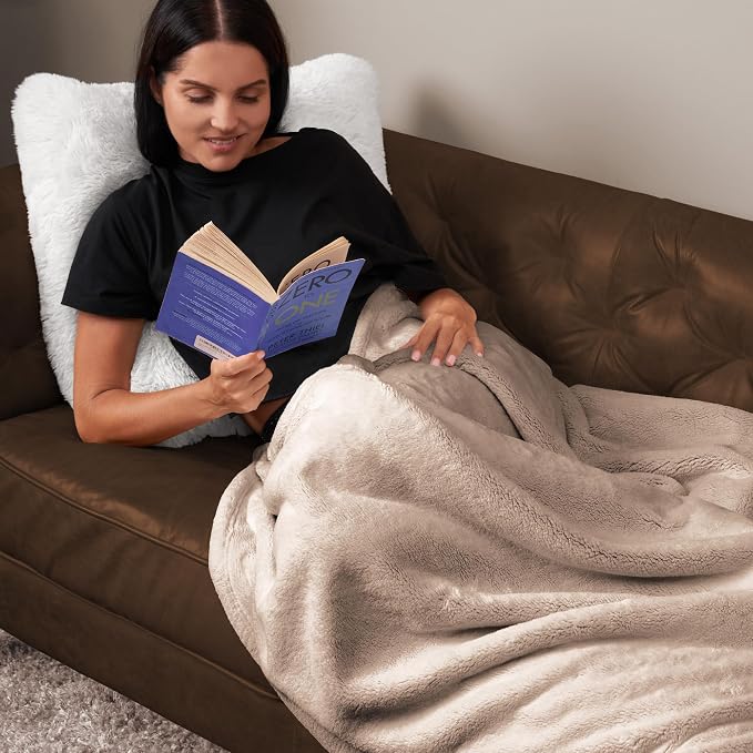 NORTHWEST Ashford Home Cozy Warmwell Blanket Moonlight Taupe Twin Size 60 x 80 inches