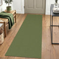 IOHOUZE Washable Runner Rug 2x6 Non Slip Runners for Hallways Entryway Runner Indoor, Kitchen Rugs Woven Cotton Floor Carpet for Kitchen Hall Entrance Bedroom, Olive Green/Earthy Green