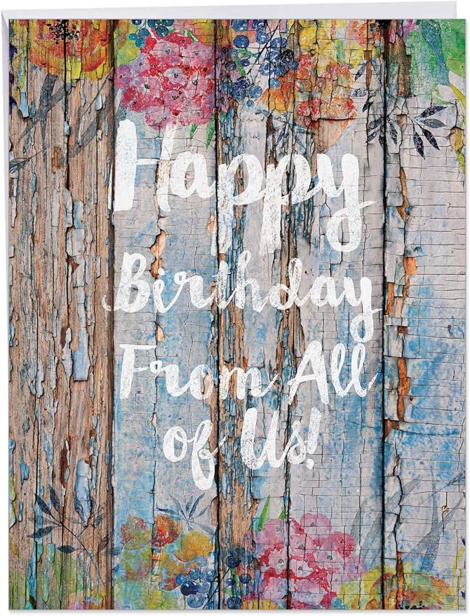 The Best Card Company - 4 Birthday Cards Bulk Bundle (8.5 x 11 Inch) - Jumbo Greeting Cards w/Envelopes - From a Group
