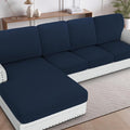 H.VERSAILTEX Sectional Couch Covers 4 Pieces Sofa Seat Cushion Covers L Shape Separate Cushion Couch Chaise Cover for Both Left/Right Sectional Couch (Seat Only: 1 Chaise + 3 Sofa, Navy)