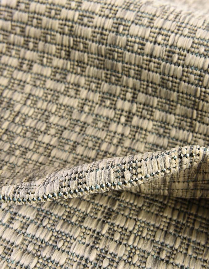 Unique Loom Outdoor Solid Collection Area Rug (6' 1" Square Light Gray/Ivory)