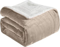 Elegant Comfort Ultra Soft Reversible Flannel Sherpa Blanket - Cozy Silky Fleece Throw for Couch, Bed - Plush Fuzzy Warm Winter Blanket for Gift, Queen, Cream
