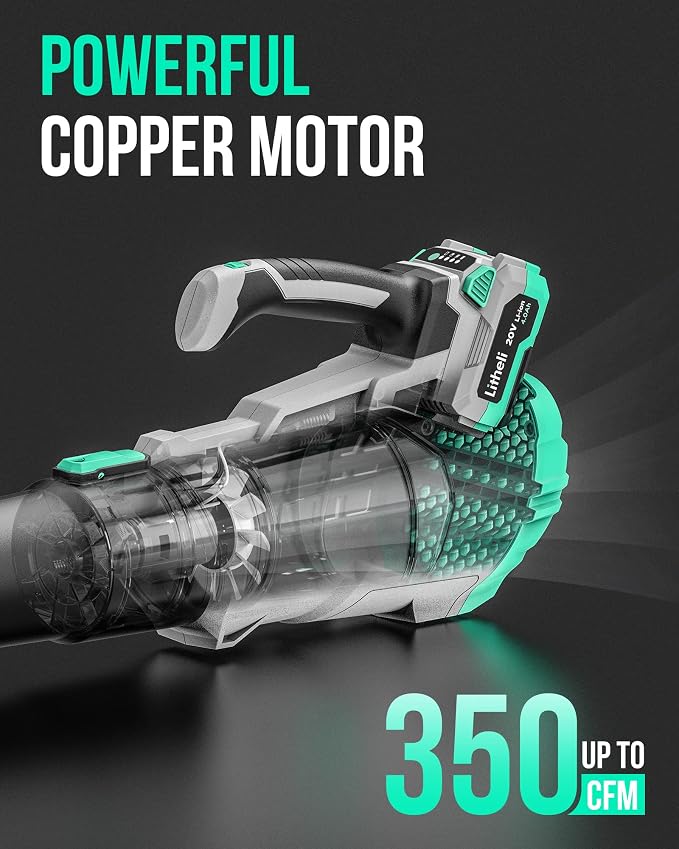 Litheli 20V 13" Cordless Lawn Mower & 20V Cordless 350 CFM 85 MPH Leaf Blower Bundle with Battery & Charger