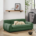 Dog Couch Bed with Backrest and Armrest, Durable Pet Sofa with Upholstered Foam Cushion, Elevated Dog Couch Bed with Legs for Medium Dogs, Emerald Green