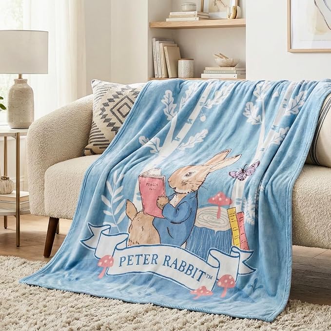Peter Rabbit Book Spring Kids Bedding Super Soft Cozy Throw, 46 in x 60 in, (Officially Licensed Product) by Franco