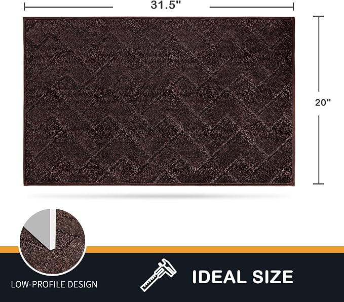 PURRUGS Dirt Trapping Door Mat 20" x 31.5", Non-Slip Machine Washable Entry Rug, Dog Doormat, Indoor Front Door Mat, Super Absorbent Entryway Rug for Muddy Shoes & Paws, Brown