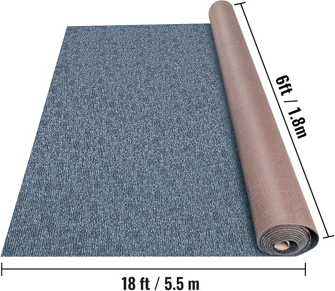 Happybuy 6 ft x 18 ft Grey Marine Carpet for Boats Waterproof - 0.18" Thick Indoor Outdoor Rug Carpet Roll for Home Patio Porch Deck