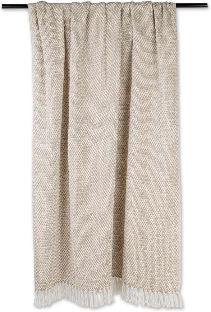 DII Woven Throw Collection 100% Cotton, Basketweave, 50x60, Stone