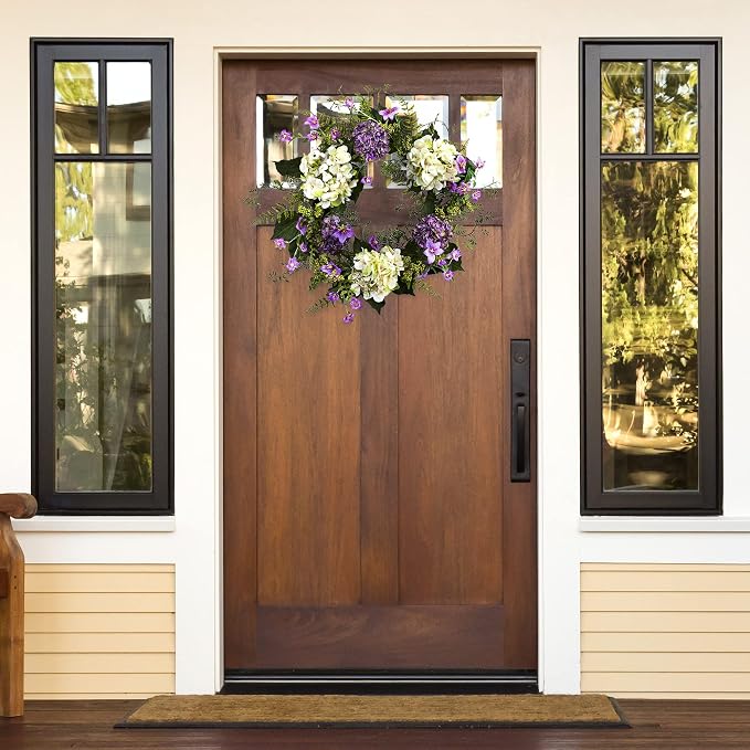 Nearly Natural 24in. Hydrangea Berry Wreaths Purple