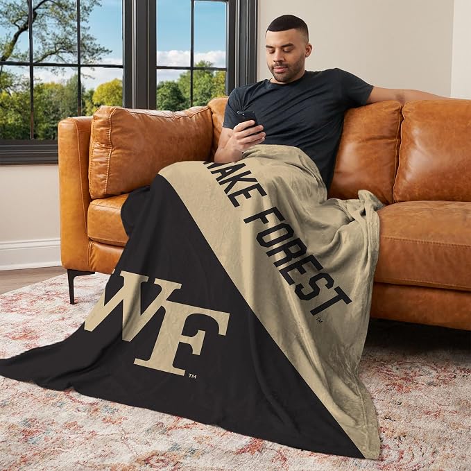 Northwest NCAA Silk Touch Throw Blanket, Ultra Soft Plush Polyester, Lightweight Warm Decorative Fan Gift, 46 x 60 in