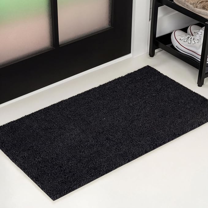 JONATHAN Y Peater Classic Casual Commercial Natural Coir Black 3 ft. x 4 ft. Doormat for Entrance, Front Door, Entryway CHG100H-34