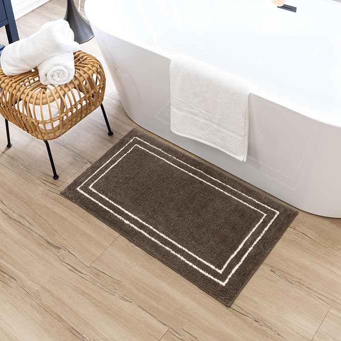 Mohawk Home Corona Casual Geometric Dark Brown 1' 8" X 2' 10" Machine Washable Bath Mat Perfect for Bathroom