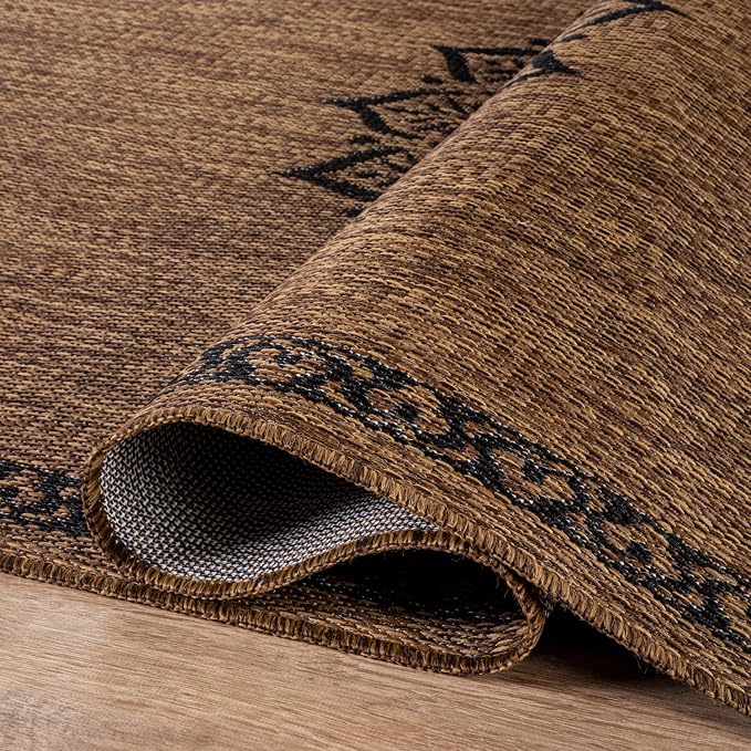 CAMILSON Outdoor Rug 8x10 Medallion Gold Modern Area Rugs for Indoor and Outdoor Patios Kitchen and Hallway Mats Washable Porch Deck Outside Carpet (Medallion Gold 8 x 10)
