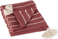 DII Striped Throw Collection Cotton Slub, Hand-Tied Tassels, 50x60, Clay & Off-White