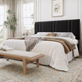 SHA CERLIN King Size Velvet Bed Frame with Adjustable Headboard, Black | Vertical Channel Tufted Design, Upholstered Platform Bed, Wood Slats Support/No Box Spring Needed/Easy Assembly