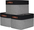 Bagnizer Storage Bins Large Fabric Storage Baskets for Shelves 3 Pack, Decorative Linen Closet Baskets with Handles for Organizing, Shelf, Clothes, Home, Office, 15x11x9.5Inches (Grey&Black)