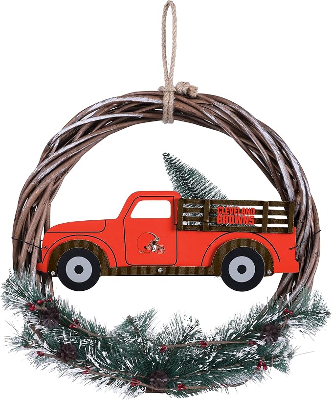 FOCO NFL Unisex-Adult NFL Team Logo Holiday Wreath with Truck
