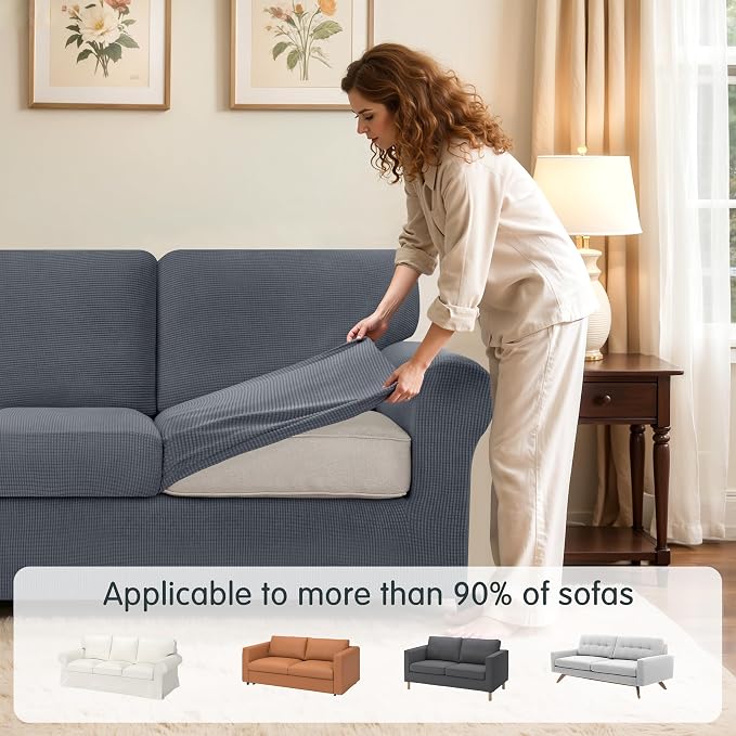 SUBRTEX 5 Piece Stretch Loveseat Slipcover,Couch Cover for 2 Cushion Washable Sofa Cover with Individual Backrest Cushion Covers for Living Room(Medium,Gray)