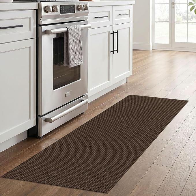 IOHOUZE Washable Runner Rug 2x6 Non Slip Runners for Hallways Entryway Runner Indoor, Kitchen Rugs Woven Cotton Floor Carpet for Kitchen Hall Entrance Bedroom, Brown