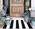 Black and White Striped Rug Doormat 24"x35" Washable Front Porch Rug Farmhouse Layered Door Mats Outdoor
