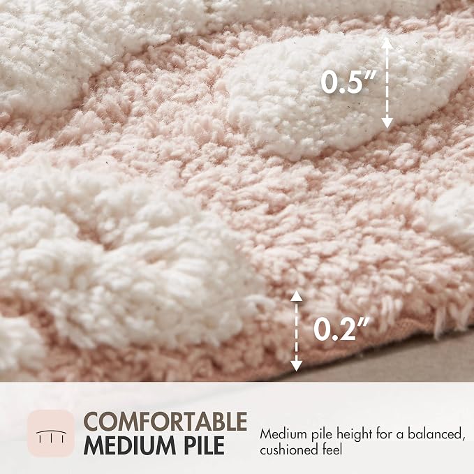 Madison Park Casablanca Tufted Cotton Bath Rug Non-Slip, 20 x 30, Pink | Luxurious Plush Bath Mat, Quick Dry, Soft, Machine Washable, Floral Pattern, Absorbent, Plush, OEKO-TEX, for Bathroom
