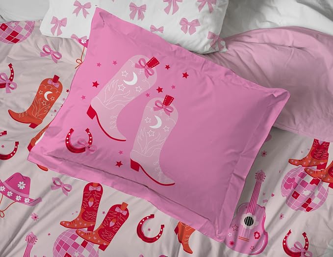 Trend Collector Cowgirl Full Comforter Set 7 Piece Kids Bedding, Pink | Bed in a Bag, Comforter Sheets Shams Pillowcases, Soft Microfiber, Machine Washable Easy Care, Girls Gift