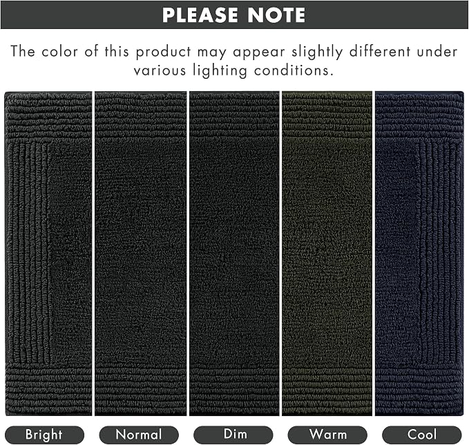 Madison Park Splendor Reversible 100% Cotton Bath Runner, 24 x 72, Black | Tufted Bathroom Rug, 3000 GSM, Hotel Quality, Luxurious Plush, Medium Pile, Absorbent, Quick Dry, OEKO-TEX, Shower Room Décor