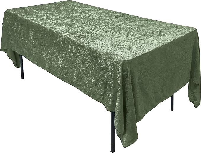 AK TRADING CO. Lush Panne Velvet Tablecloth - 60 x 102 Inch Rectangular Table Cover | Great for Buffet Table, Parties, Holiday Dinner, Wedding & Baby Shower (Sage Green, 60 x 102 Inch)