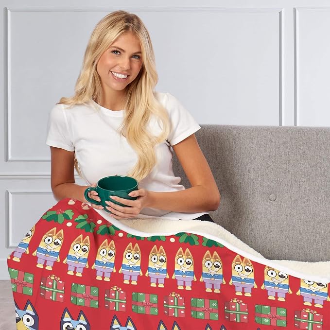 Northwest Bluey Silk Touch Sherpa Throw Blanket, 50" x 60", Christmas Sweater