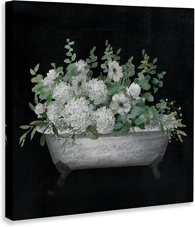 Stupell Industries Vintage Clawed Bathtub Botanical White Flower Bouquet,Design by Nan, 17 x 17, Gallery Wrapped Canvas | Stupell Industries · By Nan · Ready to hang · Bathroom and laundry room accent · Made in USA