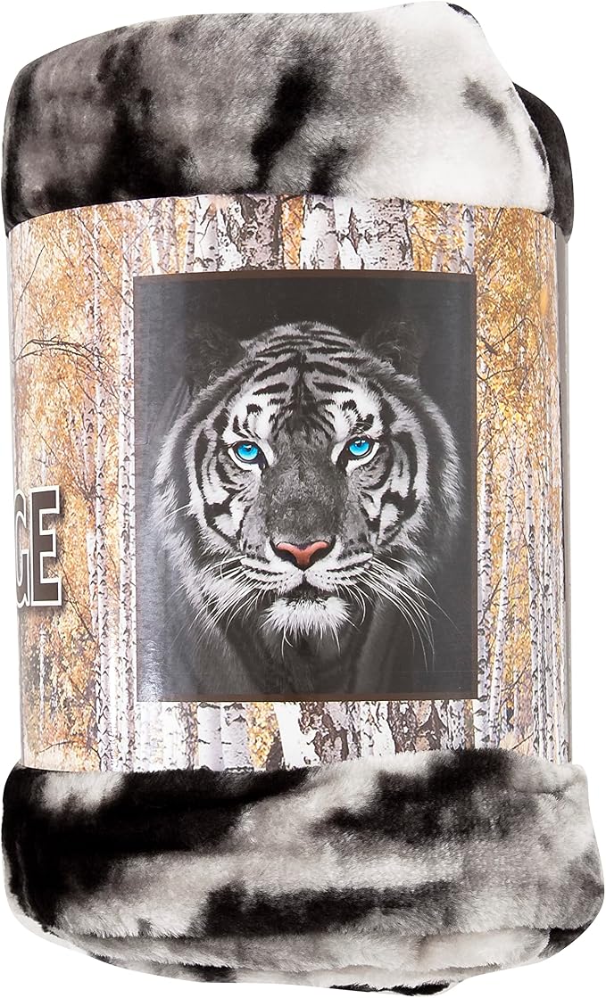 Northwest Wild Heritage Raschel Throw Blanket, 50" x 60", White Tiger