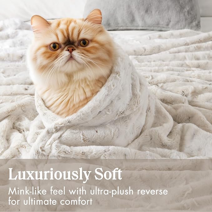 Madison Park Zuri Ultra Soft Faux Fur Twin Blanket Reversible, Snow Leopard | All Season, Ultra Soft, Breathable Fabric for Bed or Couch, Lightweight, Plush, OEKO-TEX Certified