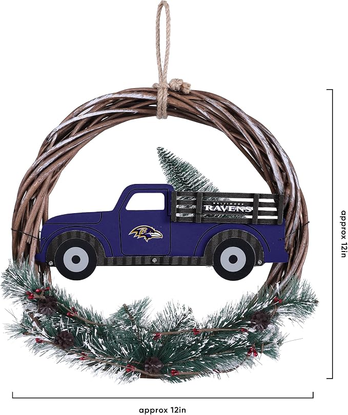 FOCO NFL Unisex-Adult NFL Team Logo Holiday Wreath with Truck