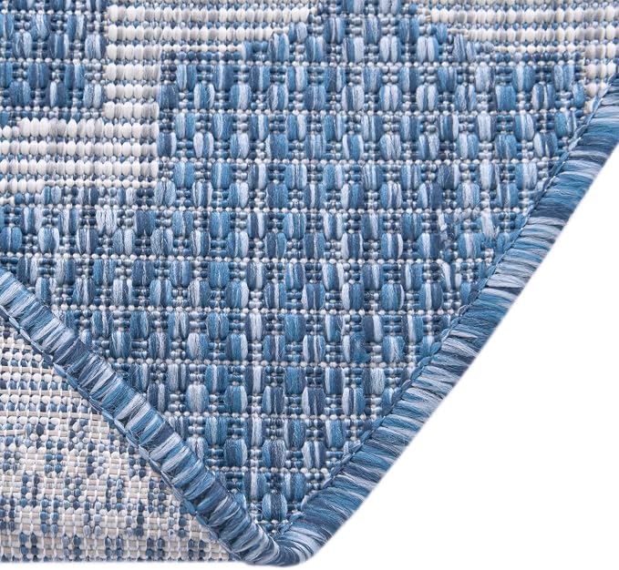 Unique Loom Trellis Collection Area Rug-Lattice Design, Moroccan Inspired for Indoor/Outdoor Décor, 5' 0" x 5' 0" Round, Navy Blue/Gray