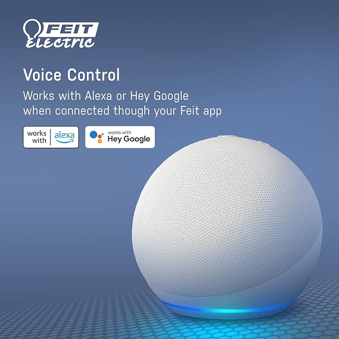 Feit Electric OM60/927CA/AG/3 60 Watt Equivalent WiFi Dimmable, No Hub Required, Alexa or Google Assistant, A19 LED Smart Light Bulb, 4.2" H x 2.4" D, 2700K Soft White, 3 Count