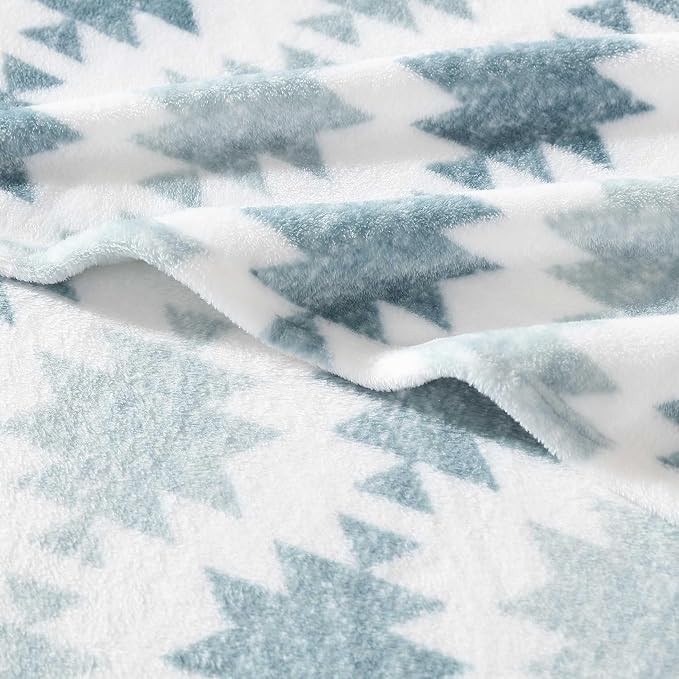 Wrangler - Blanket, Super Soft Sherpa Bedding, Yellowstone Inspired Throw Blanket for Couch or Bed (Canyon Ikat Blue, 50" x 60")