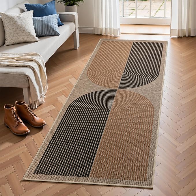 EDIMENS 2x6 Runner Rug Easy Jute Washable Kitchen Indoor Outdoor Non Slip | Rugs for Kitchen Floor Runner Rug for Laundry Balcony Low Pile Rugs Rainbow Carpet for Hallway Runner 6ft Entry