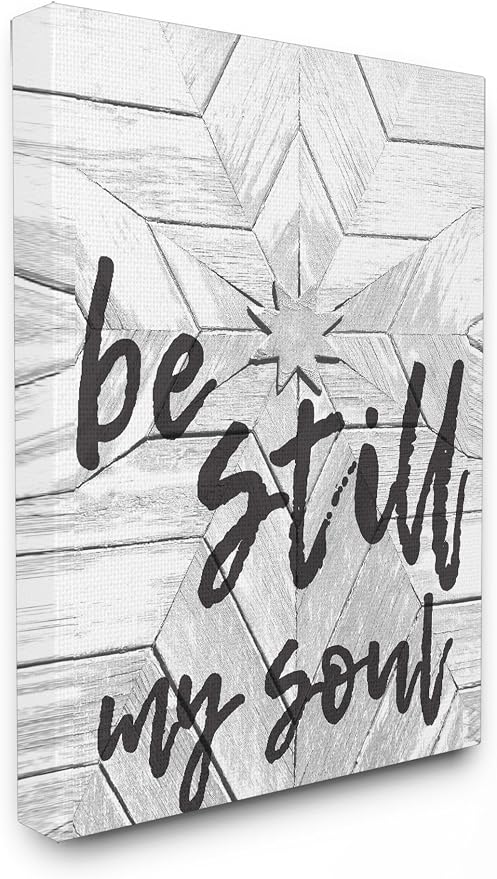 The Stupell Home Decor Collection Be Still My Soul Star Typography Stretched Canvas Wall Art, Proudly Made in USA