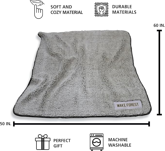 Logo Brands NCAA Frosty Fleece Blanket (50" x 60") – Soft & Warm Sherpa Material with Team Logo, Team Color Trim, Great Gift for Alumni & Students
