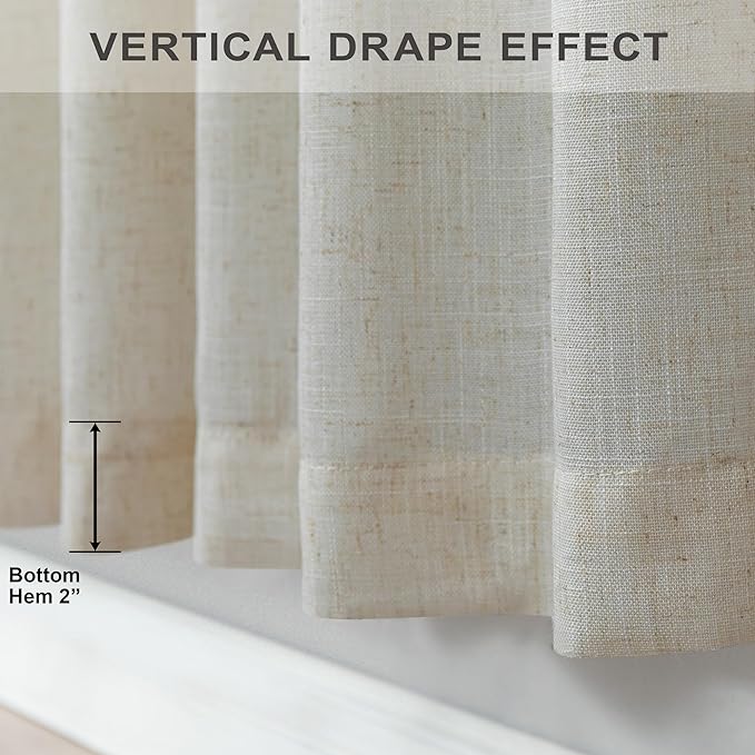Pitalk Linen Sheer Drape 104 Inch Curtains - Image 7
