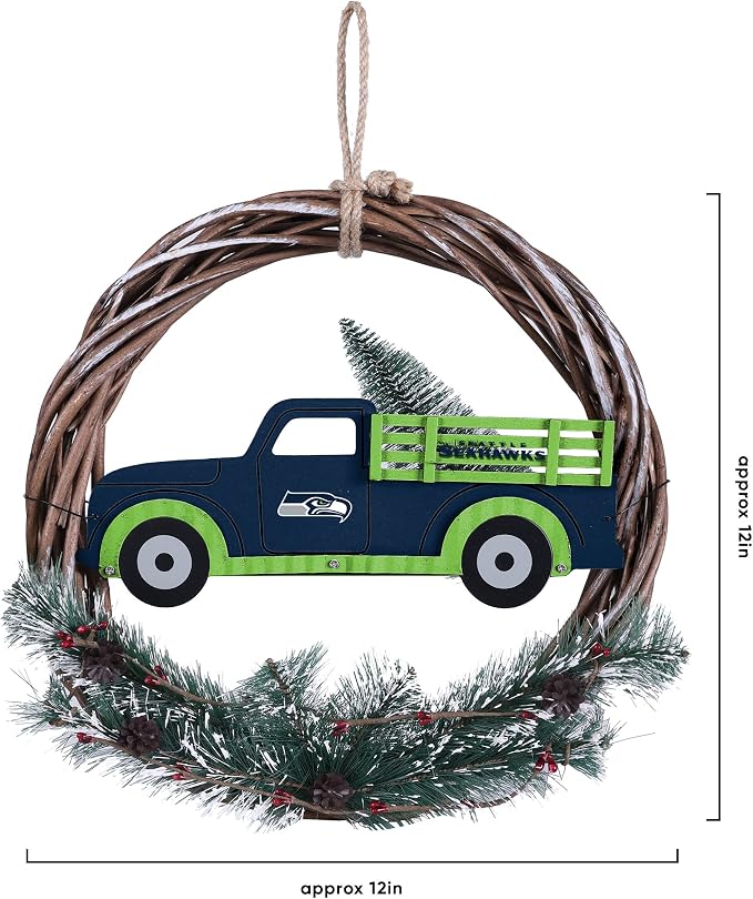 FOCO NFL Unisex-Adult NFL Team Logo Holiday Wreath with Truck