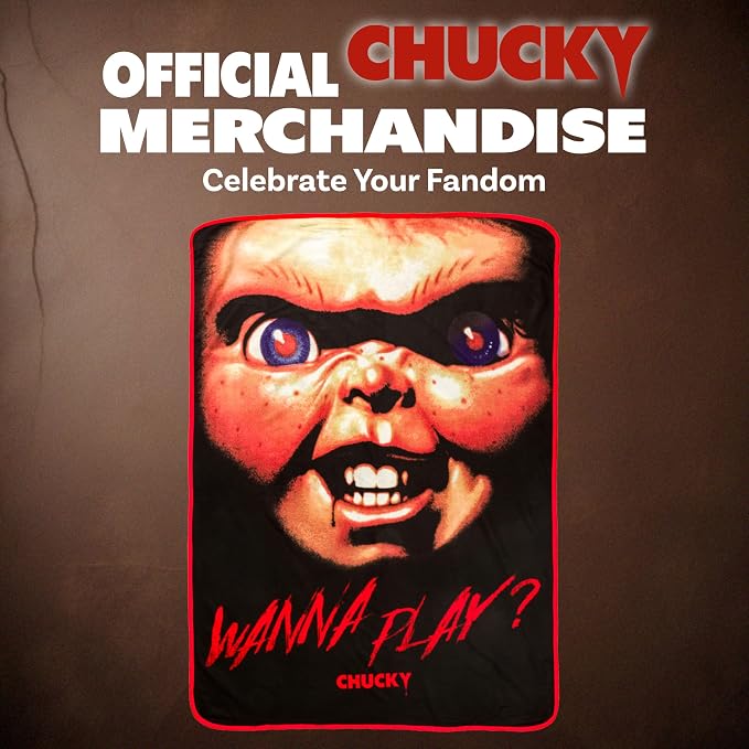 Silver Buffalo Chucky Wanna Play, Fleece Throw Blanket, 45x60in | Soft and Cozy, 180 GSM