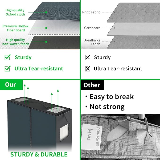 Aokeyee Bed Sheet Organizers and Storage 8 Pack Grey(Queen or King Size),Foldable Storage Box for Duvet Cover Set, Linen Closet Organizer for Bedding Clothes Blankets