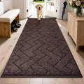 PURRUGS Dirt Trapping Door Mat 32" x 70", Non-Slip Machine Washable Entry Rug, Dog Doormat, Indoor Front Door Mat, Super Absorbent Entryway Rug for Muddy Shoes & Paws, Brown