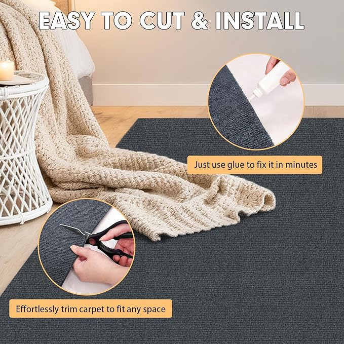 Grefinity Marine Carpet,5 FT x 15 FT Dark Gray Indoor Outdoor Carpet 0.2" Thick Boat Rug with Water-Proof TPE Backing for Home, Patio, Porch, Deck