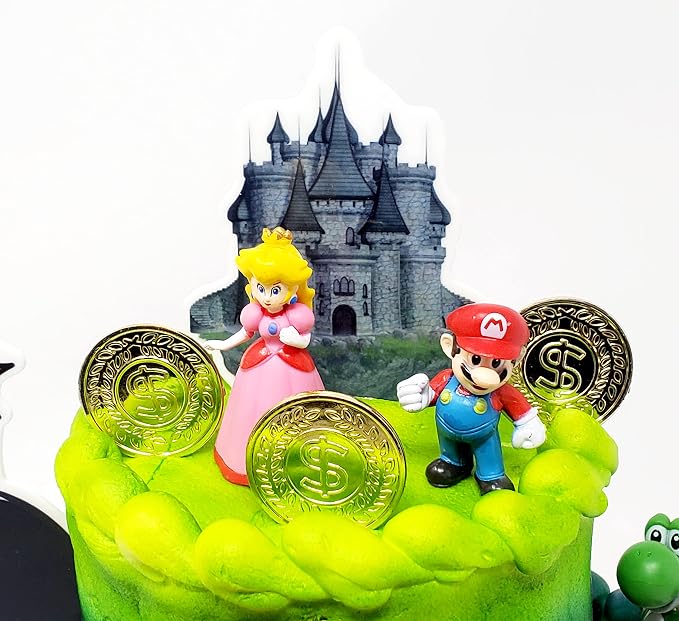 Mario Brothers Birthday Cake Topper Set Featuring Mario and Friends