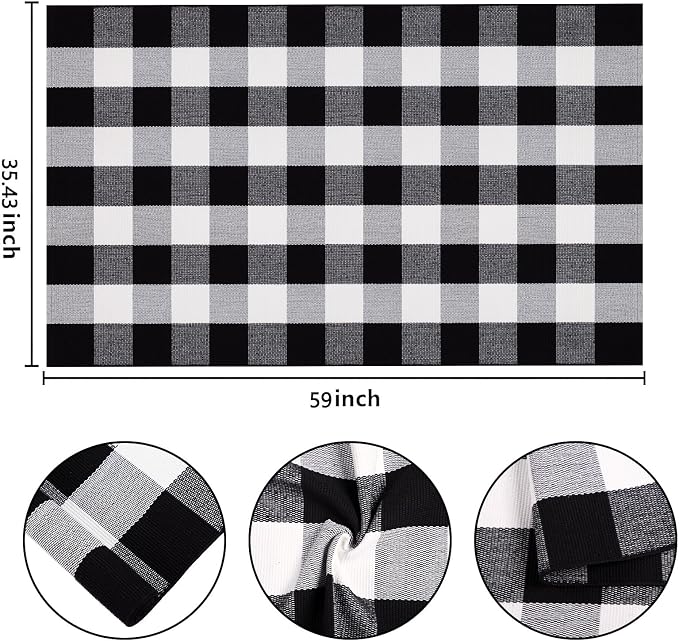 Black and White Outdoor Rug 3'x5'Buffalo Plaid Checkered Front Porch Rug Machine Washable Farmhouse Front Door Mat Outdoor for Front Hello Welcome Mat,Bedroom,Entryway,Patio